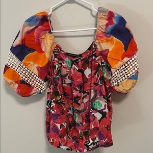 French Connection Multicolor Puff Sleeve Blouse